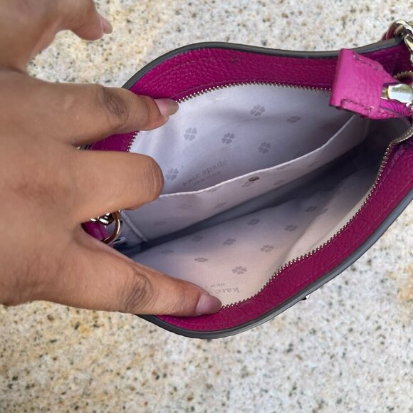 Kate Spade Polly Pink Genuine Leather Gold Chain Crossbody EUC coquette barbie - Picture 10 of 13